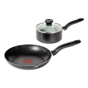T-Fal Simply Cook 3pc Nonstick 2qt Sauce Pan with Lid and 10.5" Fry Pan Cookware Set Black - 1 of 4