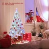 Tangkula 5/6/7FT Artificial Fiber Optic Christmas Tree White Pre-lit Xmas Tree w/ Iridescent Leaves 24/30/36 Multi-color Snowflake Lights - 4 of 4
