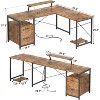 Aheaplus L-Shaped Desk with File Drawer, Reversible Computer Desk with Power Outlet and LED Strip, Corner Writing Desk with Monitor Stand - 2 of 4