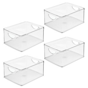 iDesign Stackable Pantry Storage Bin with Handles, Set of 4, Clear, Made in USA - 1 of 4
