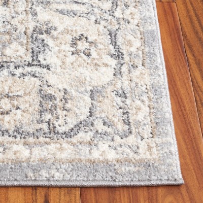 Ivory and Grey Synthetic Hand-knotted Runner Rug, 2'3" x 9'
