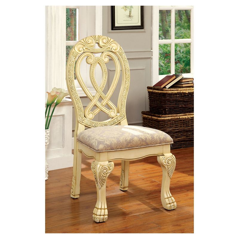 Set of 2 Bethela&#160;Leatherette Wood Carved Side Chair White - HOMES: Inside + Out, 3 of 6