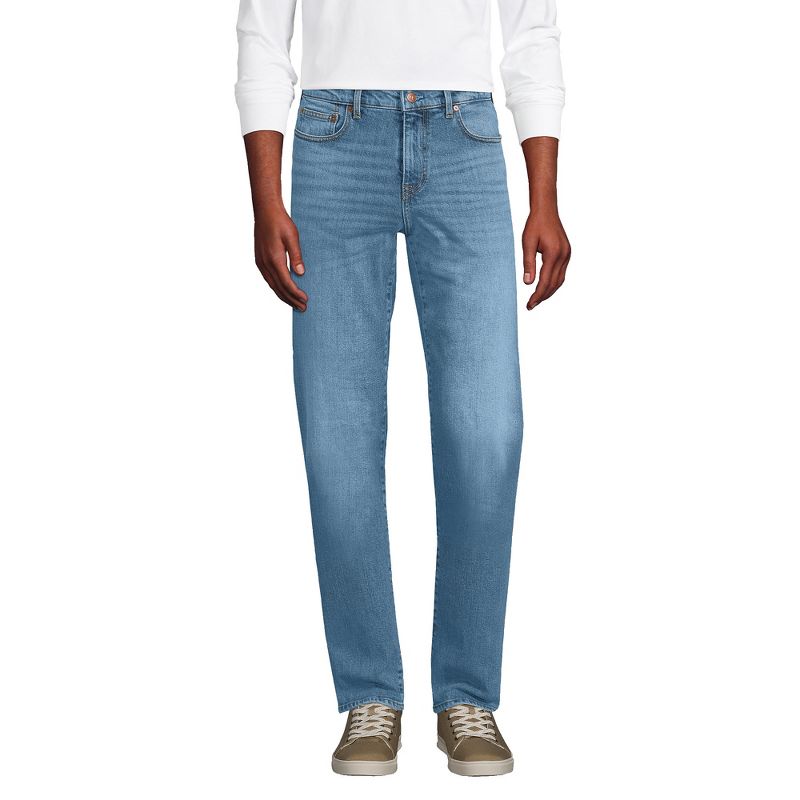 Lands' End Men's Recover 5 Pocket Traditional Fit Comfort Waist Denim Jeans, 1 of 4