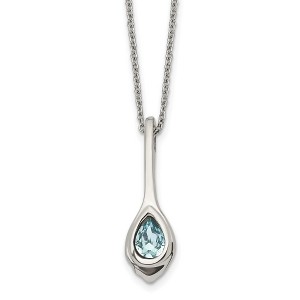 Chisel Stainless Steel Blue Glass Teardrop Pendant on a 17.75" Cable Chain Necklace with a 2" Ext. - 1 of 4