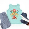 The Juniper Shop Folk Art Florals Distressed Youth Tank Top - XL - Seafoam - 3 of 4
