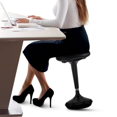 Adjustable Black Vinyl Saddle Style Swivel Stool