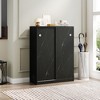 VYNXARIA Marble black shoe cabient with sliding door have 6 layers can storage at least30 pairs shoes - 3 of 4