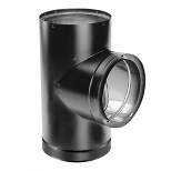 DuraVent 6DVL-T 7 Inch Diameter Stainless Steel Double Wall Wood Burning Stove Tee with Cleanout Cap Pipe Connector, Black