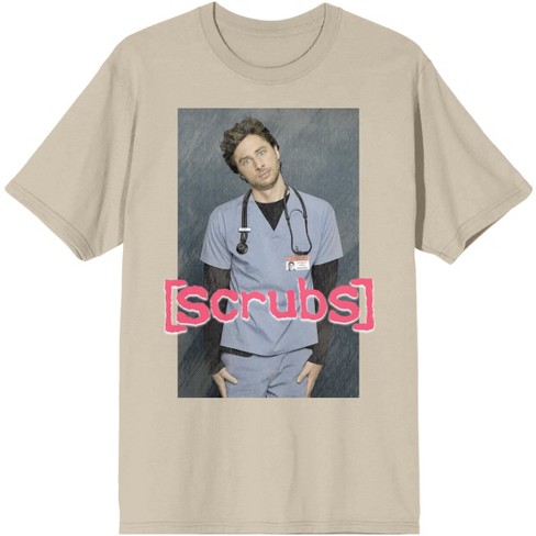 Scrubs J.d. Photo Print With Distress And Pink Logo Men s Natural Color T shirt Target