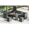 XINGHANZHENXUAN Beige Outdoor 6-Piece Wicker Sectional Set with Adjustable Backrest, Storage Bench, Cushions, and Glass Coffee Table - 2 of 4
