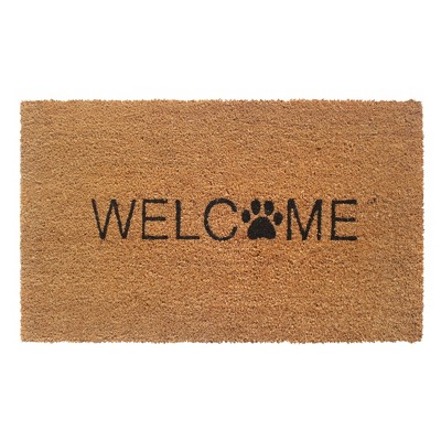 RugSmith Black Machine Tufted Welcome Paw Doormat