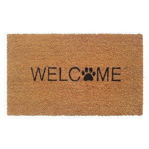 RugSmith Black Machine Tufted Welcome Paw Doormat - 1 of 4