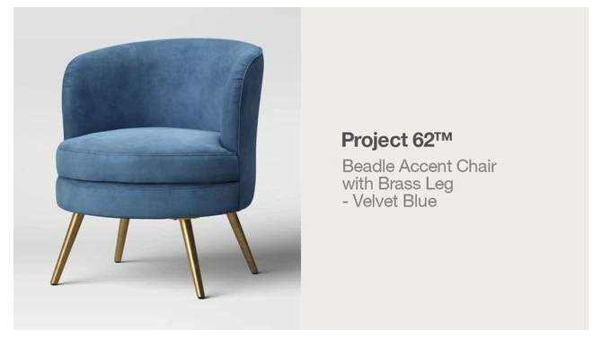 Beadle Accent Chair with Brass Leg Velvet Blue - Project 62&#8482;, 2 of 9, play video