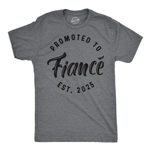Mens Funny T Shirts Promoted To Fiance 2025 Sarcastic Family Marriage Graphic Tee For Men - Crazy Dog Men's T Shirt - 1 of 4