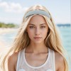 Unique Bargains Women's Plaid Solid Hairband Green Beige 1 Set - 2 of 4