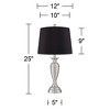 Regency Hill Blair Traditional Table Lamps 25" High Set of 2 Brushed Nickel Black Faux Silk Drum Shade for Bedroom Living Room Bedside Office House - 4 of 4