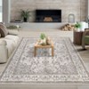 Coolmee Washable Vintage Floral Boho Area Rug for Living Room Non Slip Soft Low Pile Thin Floor Carpet for Bedroom, Dining Room - 2 of 4