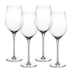 over&back Set of 4 16oz Traditional Classic Stem Mouth-Blown Glasses Clear: Dishwasher-Safe, Lead-Free - 1 of 4