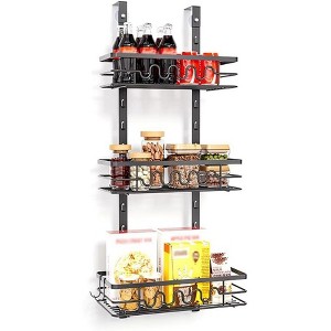 Over The Door Pantry Organizer, Pantry Door Organizer Shelves, Metal Hanging Spice Rack, Multi-Tier Over The Door Organizer For Kitchen Bathroom - 1 of 4