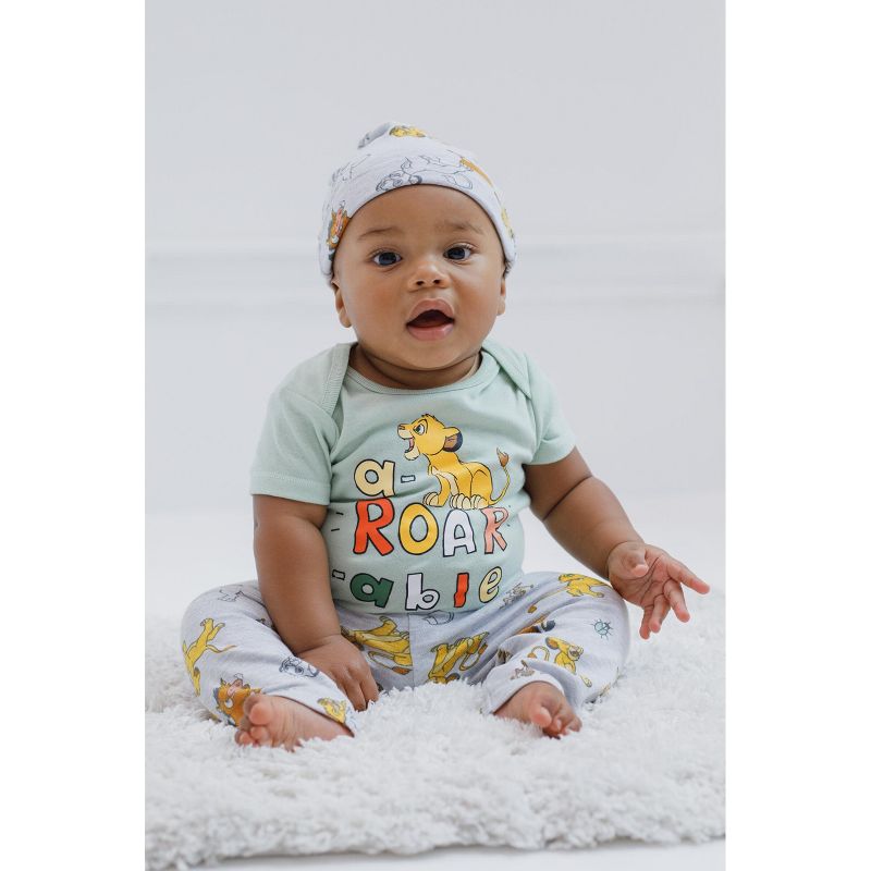 Disney Pixar Monsters Inc. Mike Mickey Mouse Baby Bodysuit Pants and Hat 3 Piece Outfit Set Newborn to Infant, 2 of 7