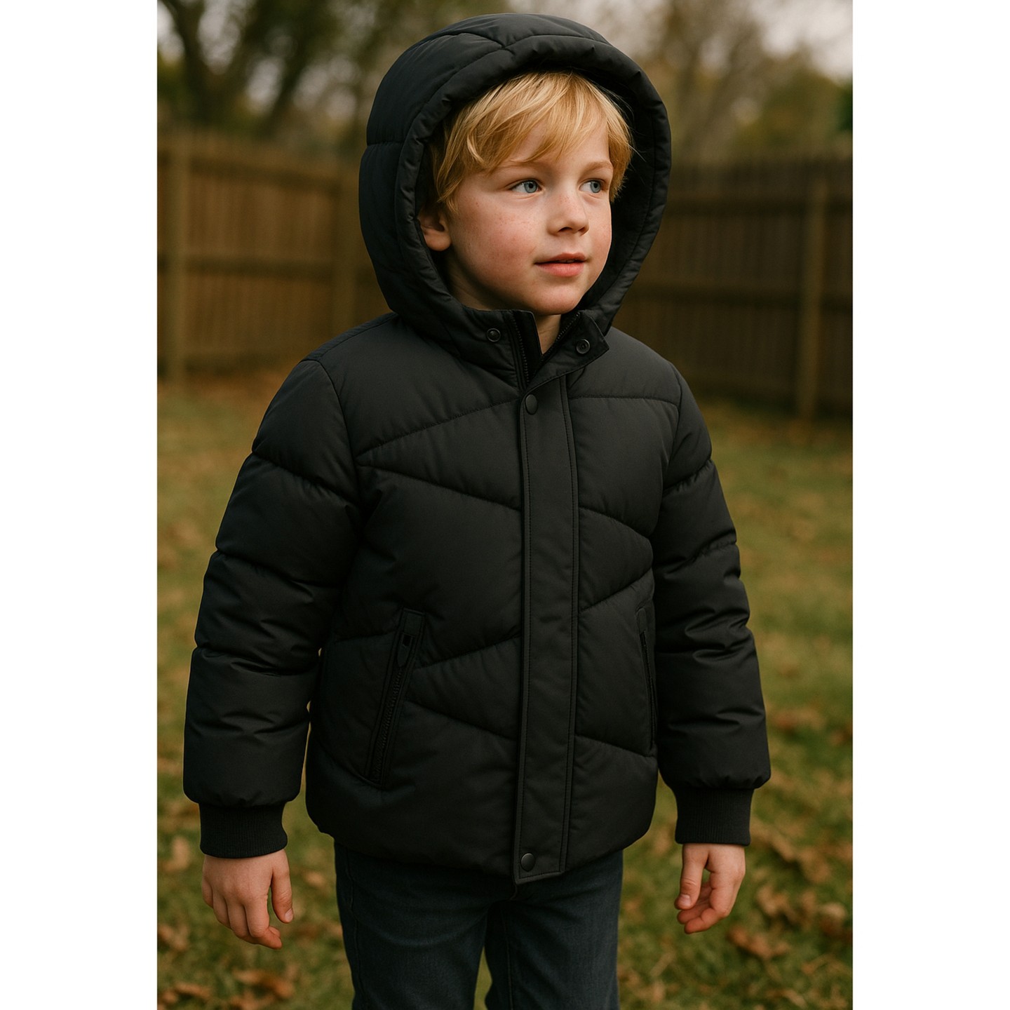 Куртка Rokka&Rolla Grid Winter Coat Fleece Lined Jacket-Black для мальчиков, цвет: Чёрный — фото 4
