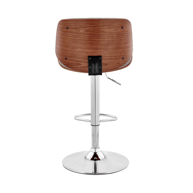 Brock Adjustable Counter Height Barstool with Faux Leather Seat Walnut Finish Back Steel Base - Armen Living, 6 of 12
