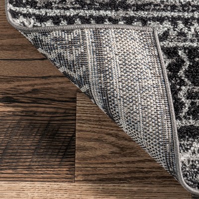 Reversible Dark Gray Stripe Synthetic 5' x 7' Area Rug