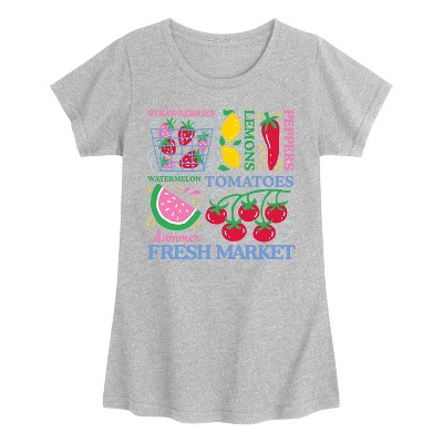 Girls' - Instant Message - Summer Fresh Market Fitted Short Sleeve Graphic T-Shirt