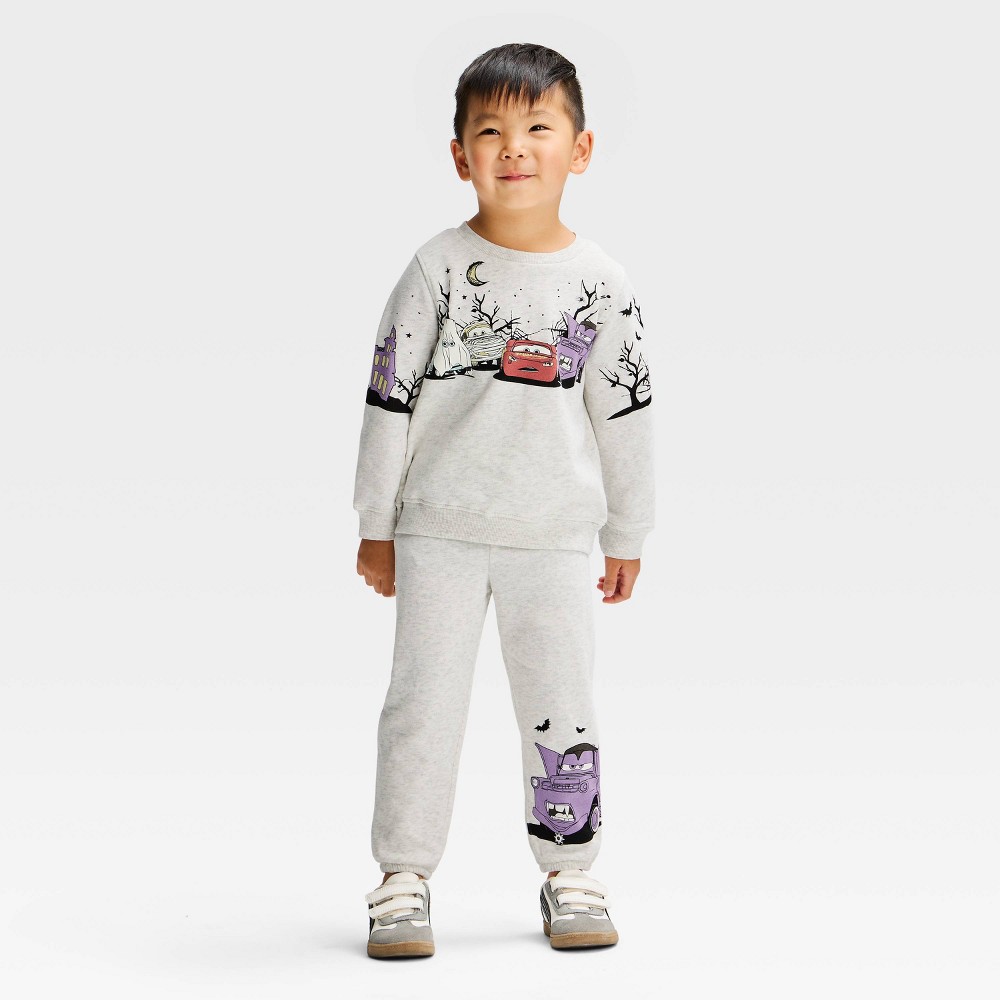 Baby Boys' 2pc Cars Lightning McQueen Halloween Glow in the Dark Sweatshirt and Pants Set - Gray 18M