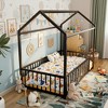 Polibi Montessori Metal House Floor Bed Frame with Full Fence Guardrails - 2 of 4