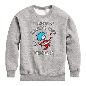 Boys' - The Cat in the Hat - Christmas Morning Crew Thing 2 Graphic Long Sleeve Fleece Sweatshirt - 1 of 4