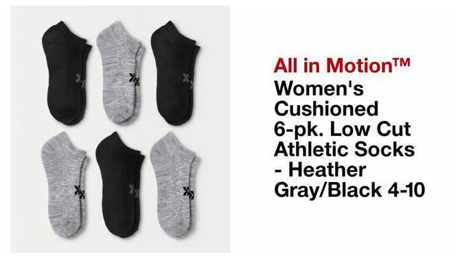 Women's Cushioned 6pk Low Cut Athletic Socks - All In Motion™ 4-10, 2 of 5, play video
