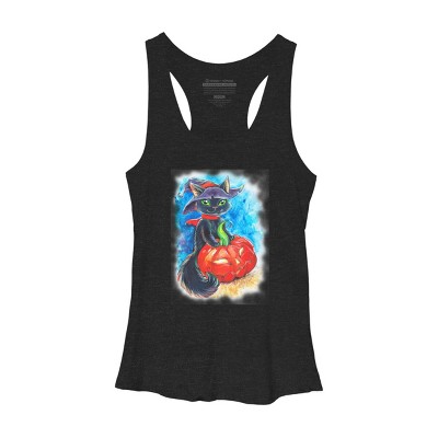 Women's Design By Humans halloween. the witch cat By POLINART Racerback Tank Top