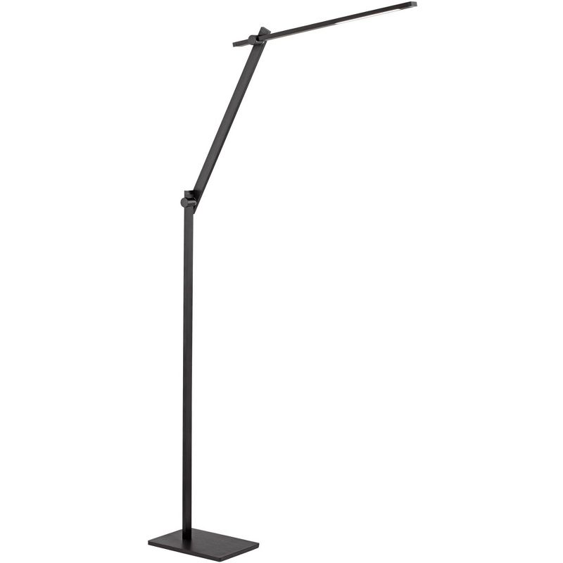 Possini Euro Design Barrett Modern Floor Lamp 53" Tall Anodized Black Metal LED Adjustable Touch On Off for Living Room Reading Bedroom Office House, 1 of 10