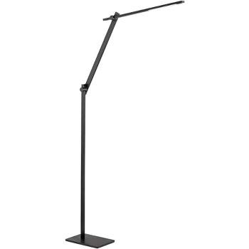 Possini Euro Design Barrett Modern Floor Lamp 53" Tall Anodized Black Metal LED Adjustable Touch On Off for Living Room Reading Bedroom Office House