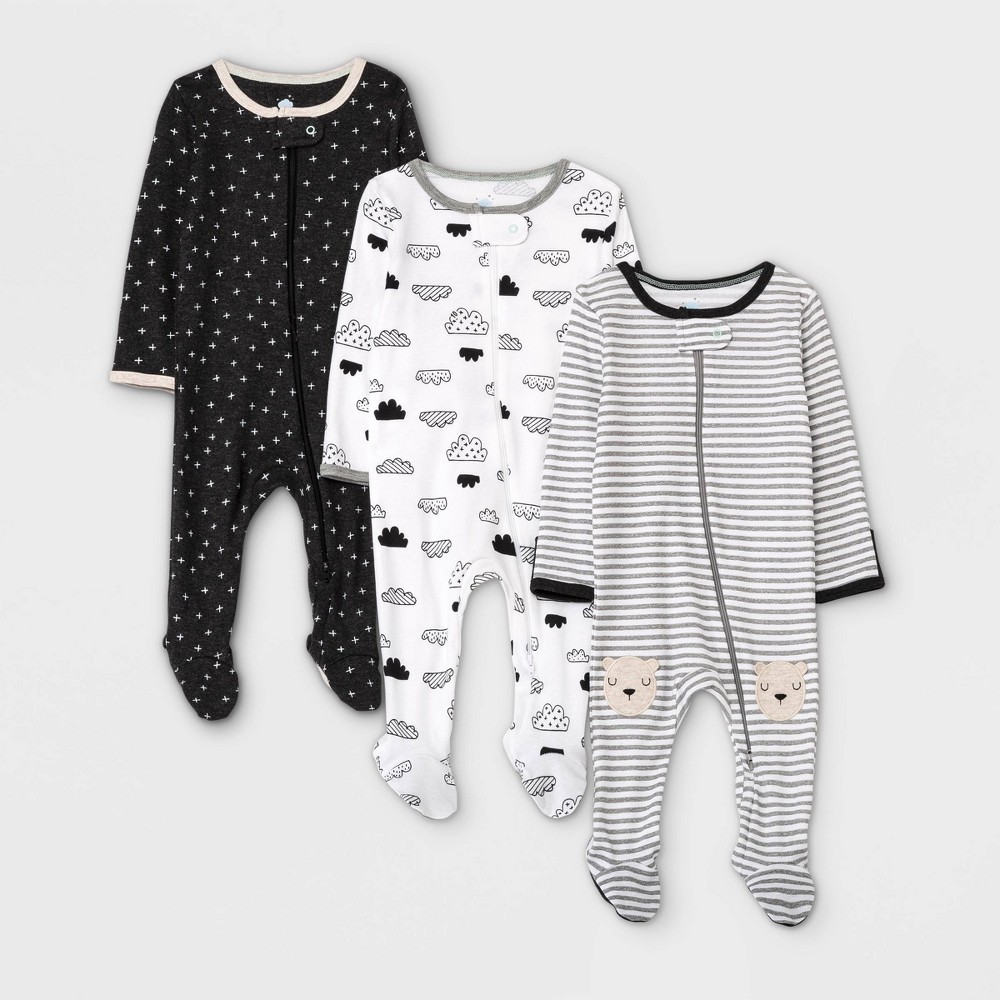 Cloud Island Newborn 3 Piece Zip Up Sleeper Set