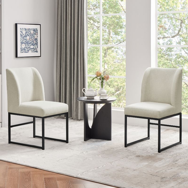 Yaheetech Set of 2 Modern Dining Chairs Upholstered Armless Chair, Beige, 2 of 6