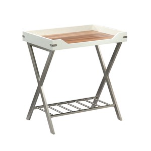 FONTOI End Tables with Tray Top and Lower Shelf Compact Side Table for Living Room Bedroom Sofa Side, White, 27.56"*20.08"*4.13" - 1 of 4