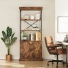 74" Industrial Farmhouse Bookcase with Doors – Tall Wood & Metal Bookshelf, Vintage Open Shelves + Storage Cabinet for Living Room - 3 of 4