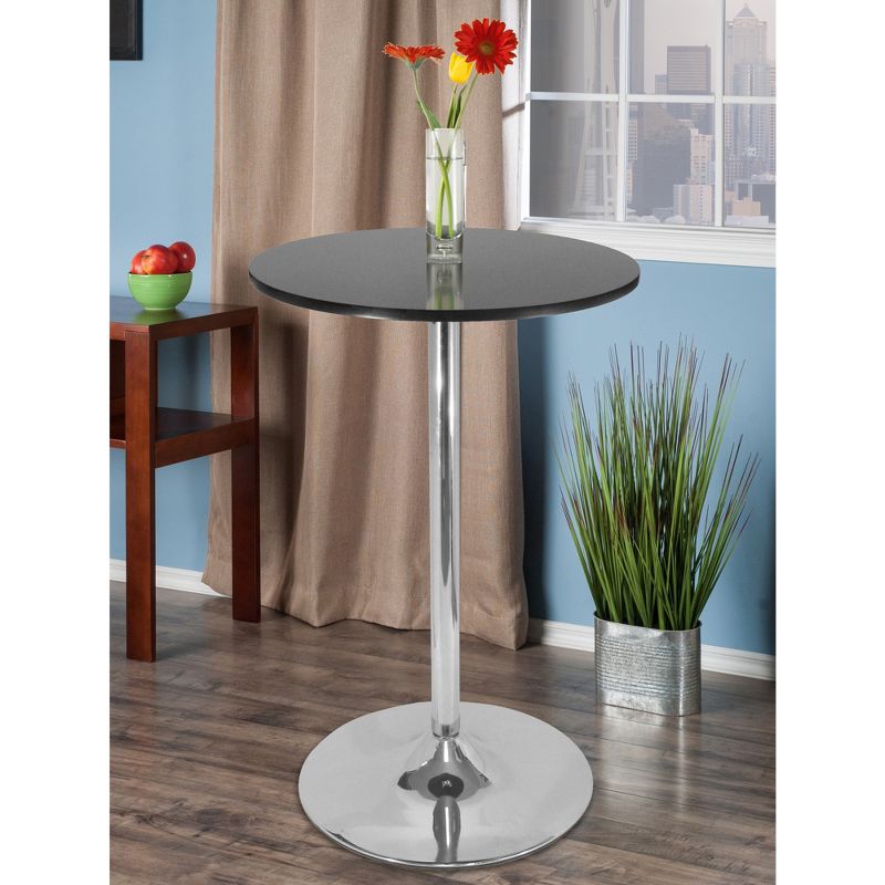 Polished Steel Round Bar Table Wood/Black - Winsome, 5 of 7