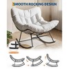 Outdoor Papasan Rocking Chair, Oversized Lounge Chair with Metal Frame & Cushion, Patio Rattan Egg Chair for Balcony Backyard Porch Bedroom - 4 of 4