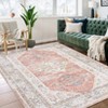 Vintage Floral Distressed Printed Area Rug Machine Washable Non Slip Stain Resistant Bodered Low Pile Ultra Thin Pet Friendly Carpet - 4 of 4