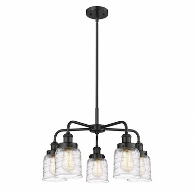 Bell - 5 Light Stem Hung Chandelier In Art Deco Style-14.75 Inches Tall and 23 Inches Wide