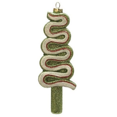 Northlight 6" Shatterproof Glitter Ribbon Lollipop Christmas Ornament - Green/White