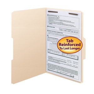 Smead Fastener File Folder, 1 Fastener, Reinforced 1/3-Cut Tab, Legal Size, Manila, 50 per Box (19534) - 1 of 4