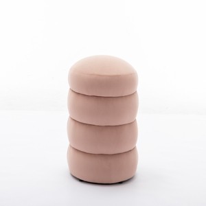 GlasFlength Ottomans and Benches Plush Velvet Footrest Ottoman with Wooden Base Simple Elegant Design for Modern Living, Pink, 17.1"*17.1"*18.9" - 1 of 4