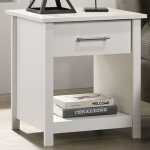 GlasFlength Nightstands Nightstand Modern Bedside Table with Storage Drawer and Open Wood Shelf for Room Modern, White, 18"*20"*24" - 1 of 4