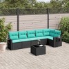 vidaXL 7 Piece Patio Sofa Set with Cushions Black Poly Rattan - 2 of 4