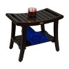 DecoTeak® Harmony® 24" Teak Wood Shower Bench with Shelf and LiftAide® Arms in Woodland Brown Finish - 3 of 4