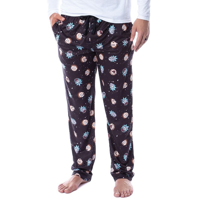 Rick and Morty Mens' Face Expressions Toss Print Pajama Sleep Lounge Pants, 1 of 6